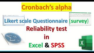 Cronbach’s alpha 211 point Likert scale Questionnaire survey Reliability test in Excel amp SPSS [upl. by Juliana830]