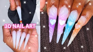 ✨ 3D AURA POLYGEL NAILS  SUMMER STILETTO NAIL ART TUTORIAL [upl. by Neelyk244]