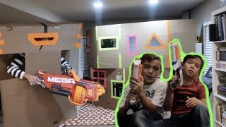 LARGEST BOX FORT NERF WAR BATTLE [upl. by Nojid]