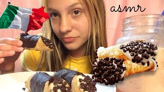 CHOCOLATECHIP CANNOLI EATING ASMR [upl. by Eniawtna]