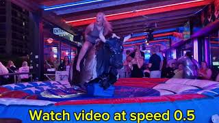 Mechanical Bull Riding 4Spaingirl shirts bullriding benidorm [upl. by Evy]