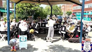 Ipswich Over 50s Brass Band MD Victoria Steinitz Felixstowe Triangle Concert Week3 18072024 [upl. by Ateekal846]