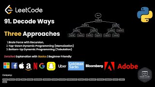 LeetCode 91 Decode Ways 💡 Most Repeated Interview Question  3 Approaches  Recursion amp DP Made Ez [upl. by Mcgraw]