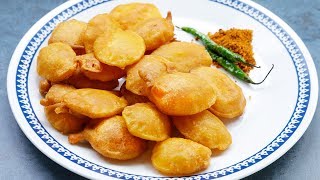 Batata Bhaji  Crispy fried potato  IAloo Pakora Recipe Aloo Bhajiya Street Food [upl. by Analra]