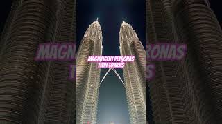 Magnificent Petronas Towers view illuminated [upl. by Eikcid]