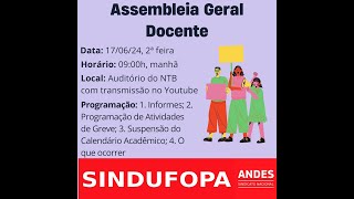 ASSEMBLEIA GERAL DOCENTE  17062024 [upl. by Akcirehs]