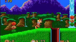 Bubsy Genesis  quotLowest Scorequot Run TAS  Chapter 3 A Bridge Too Fur [upl. by Aknayirp]