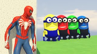 GTA 5 Epic Ragdolls RED SPIDERMAN VS RED MINION VS GREEN MINION Euphoria Physics amp Funny Fails [upl. by Marianne]