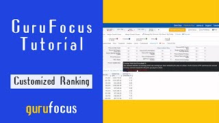 GuruFocus Tutorial Customized Ranking [upl. by Cleavland]