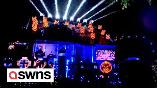 Couple spend £24k to turn their house into a spooky Halloween lightshow  SWNS [upl. by Peggir674]