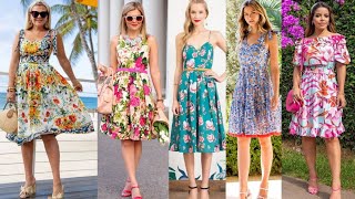 Hermosos Vestidos cortos de MODA 2024 con estampados florales l Para Lucir elegante en verano [upl. by Milka]