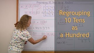 Regrouping in addition 10 tens is regrouped as one hundred 2nd grade math [upl. by Paehpos]