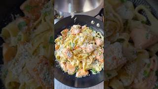 Creamy pasta Salmon Recipe recipe food weightlossjourney salmon shorts [upl. by Benilda]