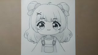 How to draw cute anime girl step by step  How to draw anime characters  Easy drawing tutorial [upl. by Enytnoel878]