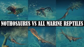 NOTHOSAURUS VS ALL MARINE REPTILES ALL DLC  JURASSIC WORLD EVOLUTION 2 [upl. by Aynekal]