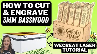 WeCreat Vision Tutorials How to Laser Engrave and Cut Wood  3mm Basswood [upl. by Eiduj]