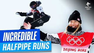 10 INSANE womens halfpipe runs at Beijing 2022 🏂 [upl. by Milicent]