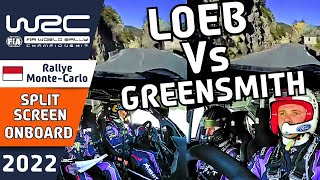 Sébastien Loeb Vs Gus Greensmith  WRC Rally Onboard Split Screen from WRC Rallye MonteCarlo 2022 [upl. by Henriette]