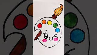 Art Palette with Paint brush drawing for kids💡Cute Drawing Ideas for Beginners kidsvideo shorts [upl. by Borchert]