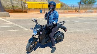 Boom eVader Electric Motorcycle  The Perfect Beginner Bike First Time Rider Review [upl. by Neilla824]