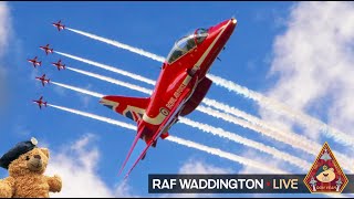 LIVE RAF WADDINGTON RED ARROWS TYPHOON amp FALCONS DISPLAY PLUS LANCASTER BOMBER amp F35B • 031024 [upl. by Lenod]