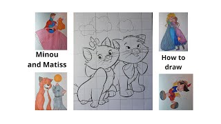 How to draw a Minou and Matiss Aristocat 2 in color DIY Teach children to draw For kids and parents [upl. by Aniela]