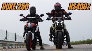 NS400z vs KTM Duke 250 Drag Race [upl. by Balbinder322]