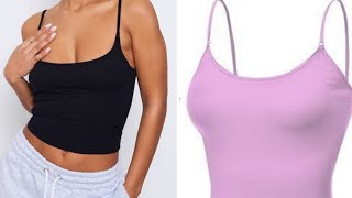 How to make camisole top for beginners  DIY spaghetti strap top [upl. by Ephrayim]