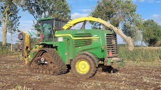 Maïs 2023  John Deere 7480 with big tracks  Morooka dumper  John Deere tractoren  Berkers [upl. by Bois]