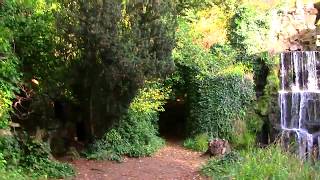 Approaching WATERFALL amp WOODLAND GROTTO  Bowood House Park amp Gardens Wiltshire UK [upl. by Anaitsirk]