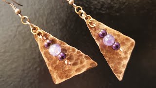 Hammered Patina Copper Earrings Eps 370 [upl. by Luckett]