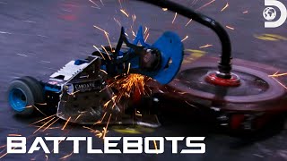 VERTICAL HAMMER SAW Bloodsport vs Skorpios  Battlebots  Discovery [upl. by Zerep]