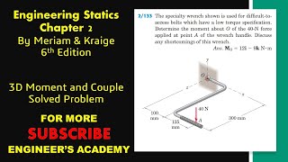 STATICS  2133  3D Moment and Couple  6th Edition  Engineers Academy [upl. by Anibur]