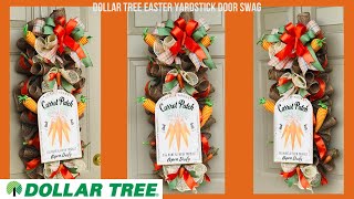 DOLLAR TREE EASTER CARROT YARDSTICK DOOR SWAG WREATH DOOR HANGER DIY SPRING DECOR HIGH END CRAFTS [upl. by Imoian]