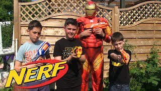 Nerf Battle Iron Man Vs Kids [upl. by Yvel937]