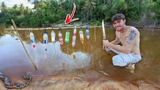 I made the DEADLIEST fish trap for MANEATING fish in the Jungle… [upl. by Retrac]