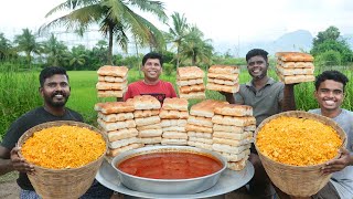 PAV BHAJI  Mumbai Special Street Food Misal Pav Recipe  Village Food [upl. by Kellen]