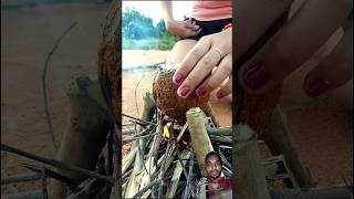 Coconut coffee ☕ জীবনে প্রথম নারিকেলের চা খেলাম cooking bushcraft satisfying food survival [upl. by Stutman854]