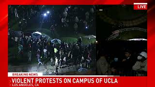 UCLA Protest on Campus LAPD CHP on scene people leaving [upl. by Eelrebma122]