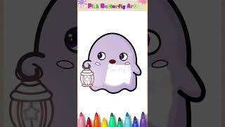 Trick or Treat Ghost Lantern Drawing and Coloring Animations for Kids Toddlers Preschoolers [upl. by Ty]