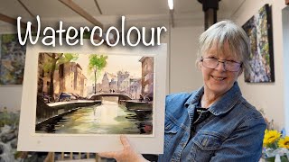 How to paint a Dutch canal in watercolor using a loose expressionistic style [upl. by Hett413]