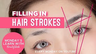 MICROBLADING HAIR STROKES TUTORIAL filling in 3D 6D eyebrow pattern  ✨ [upl. by Aronid]