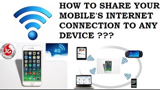 HOW TO SHARE MOBILES  3G  4G  INTERNET CONNECTION WITH ANY DEVICE [upl. by Roxanna]