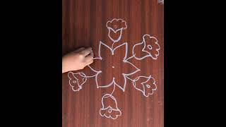 Easy Rangoli rangoli freehandrangolii muggulu kolam [upl. by Walkling131]