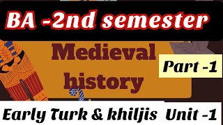 BA 2nd sem history unit 1 Early Turk amp khiljis history medieval [upl. by Olegnad]