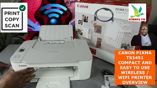 CANON PIXMA TS3451 COMPACT AND EASY TO USE WIRELESS  WIFI PRINTER OVERVIEW [upl. by Saint]