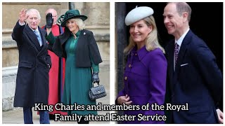 King Charles III Queen Camilla and members of the Royal Family arrive in Windsor for Easter Service [upl. by Eleanore]