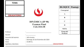 SOLUCIONARIO al WhatsApp 51 970302148 DINÁMICA IP 98Examen Final Ciclo 20242B [upl. by Kcirdla]