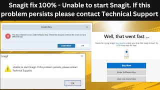 Snagit fix 100  Unable to start Snagit If this problem persists please contact Technical Support [upl. by Gnut458]