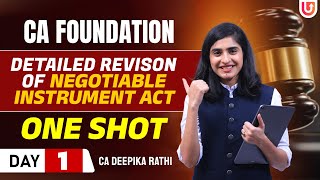 Negotiable Instrument Act Revision  CA Foundation 2024  CA Deepika Rathi [upl. by Kelsey]